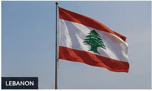 The Lebanese flag flying outdoors