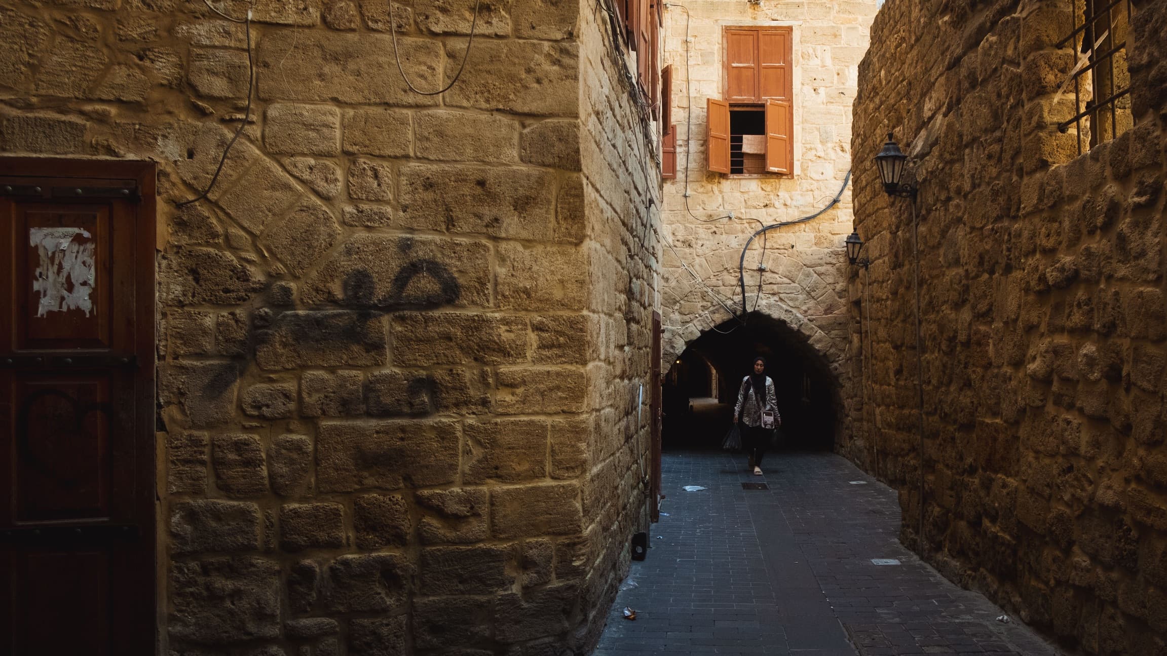 A stone lane and restored arches in Old Sidon
